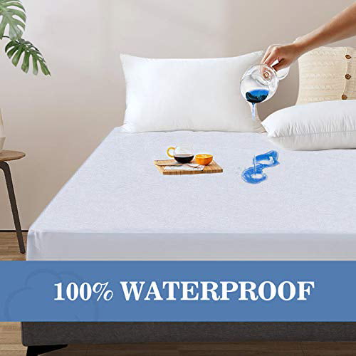 Allergens Smooth Soft Cotton Terry Cover Panda Grip Premium Twin Waterproof Mattress Protector 38x75 Bed Bug & Dust Mite Proof Fits 14-18 Inches H Hypoallergenic Cotton Terry Surface Blue